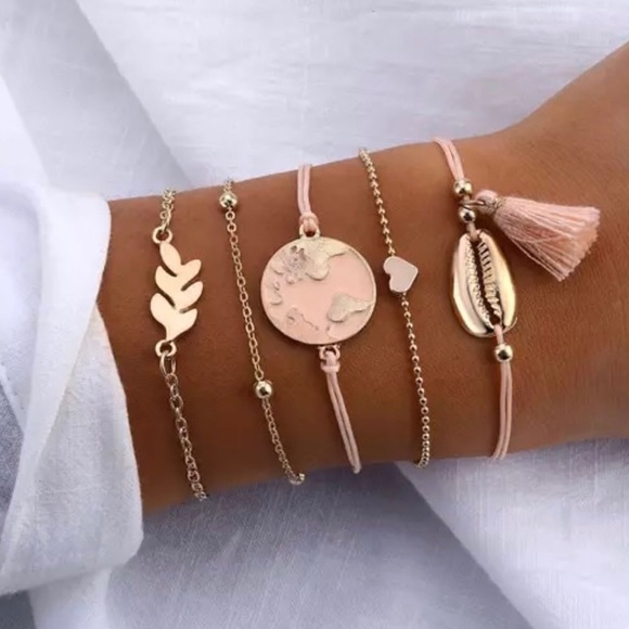 Jewelry - Boho Bohemian Beaded Charm Bracelet Stack